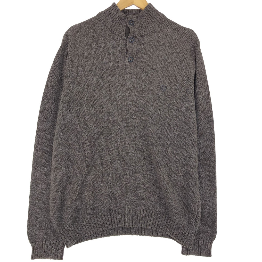 CHAPS High Neck Cotton Knit Half Button Sweater, Men's Size XL cotton brown type Vintage Second Hand