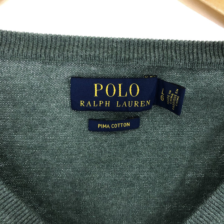 Ralph Lauren POLO RALPH LAUREN V-neck cotton knit sweater, men's size L / eaa399362