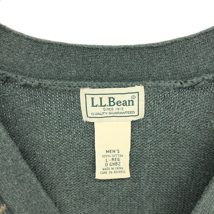 LLBean Check Pattern Cotton Knit Cardigan Men's L size /eaa399374