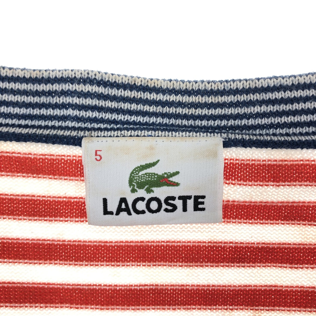 00s~ LACOSTE Border Pattern Cotton Knit Cardigan Size 5 Men's M /eaa399375