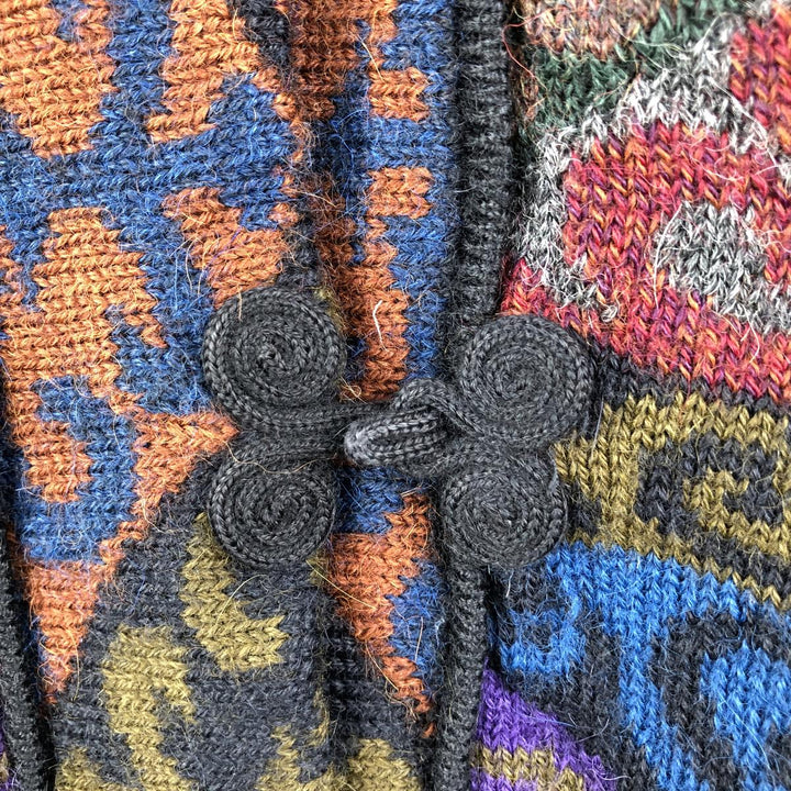 Peruvian Connection All-Over Geometric Print Alpaca Knit Cardigan, Women's Size M alpaca red type Vintage Second Hand