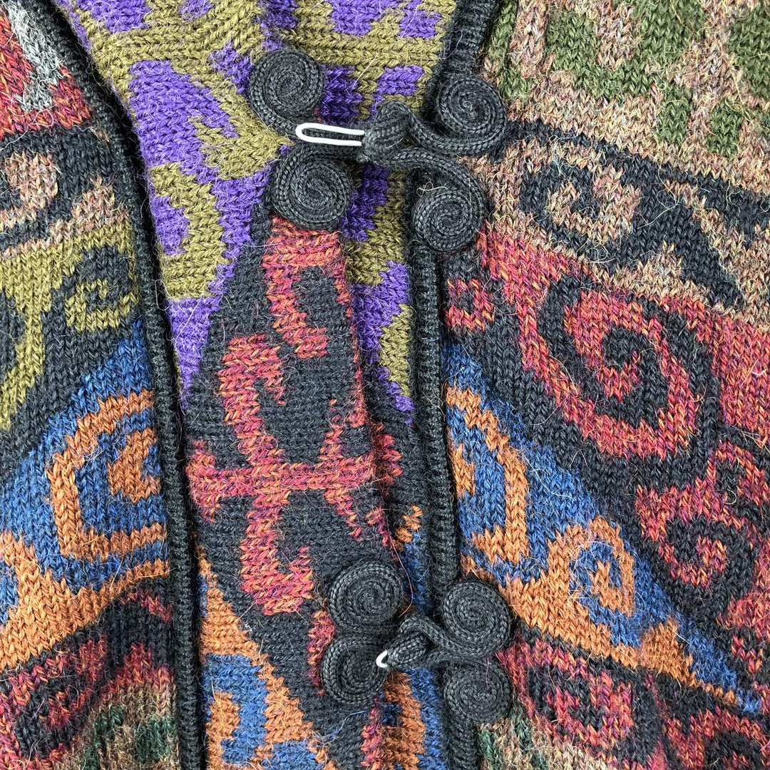 Peruvian Connection All-Over Geometric Print Alpaca Knit Cardigan, Women's Size M alpaca red type Vintage Second Hand
