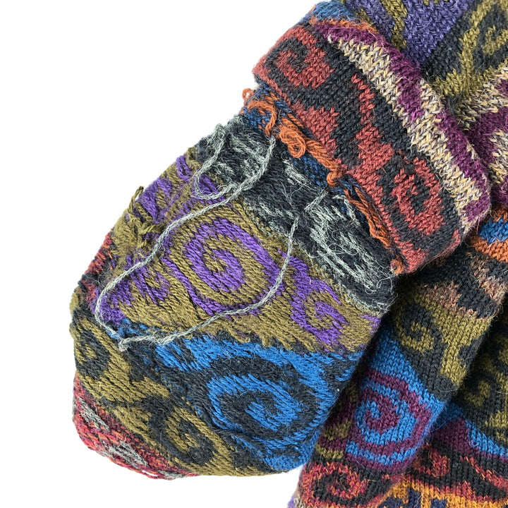 Peruvian Connection All-Over Geometric Print Alpaca Knit Cardigan, Women's Size M alpaca red type Vintage Second Hand