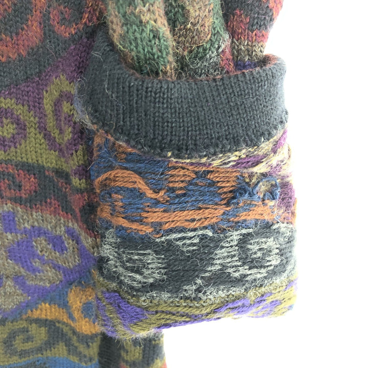 Peruvian Connection All-Over Geometric Print Alpaca Knit Cardigan, Women's Size M alpaca red type Vintage Second Hand