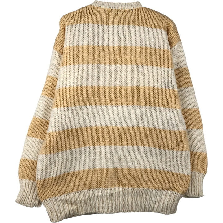 LAURA PETERSON Striped Acrylic Knit Sweater, Men's Size L acrylic unbleached Vintage Second Hand