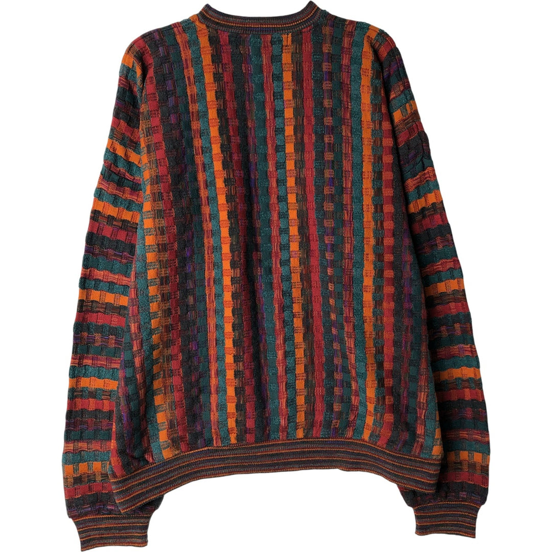 Vintage 90'S TUNDRA all-over print V-neck 3D knit sweater, made in Canada, men's size XL cotton multicolor Vintage Second Hand