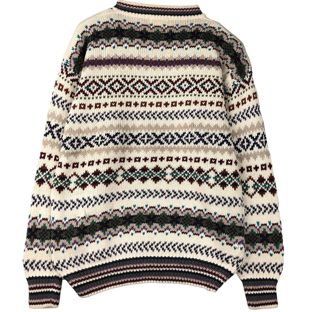Vintage 1990'S WOOLRICH Fair Isle Pattern Mock Neck Knit Sweater, Men's Size L wool ivory Vintage Second Hand