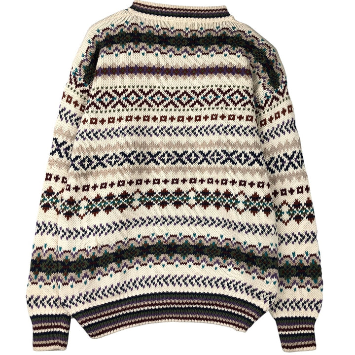 Vintage 1990'S WOOLRICH Fair Isle Pattern Mock Neck Knit Sweater, Men's Size L wool ivory Vintage Second Hand