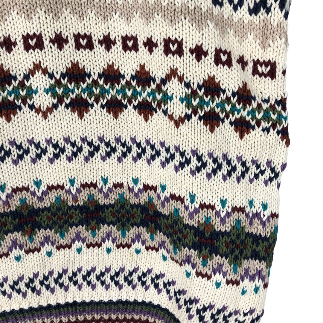 Vintage 1990'S WOOLRICH Fair Isle Pattern Mock Neck Knit Sweater, Men's Size L wool ivory Vintage Second Hand