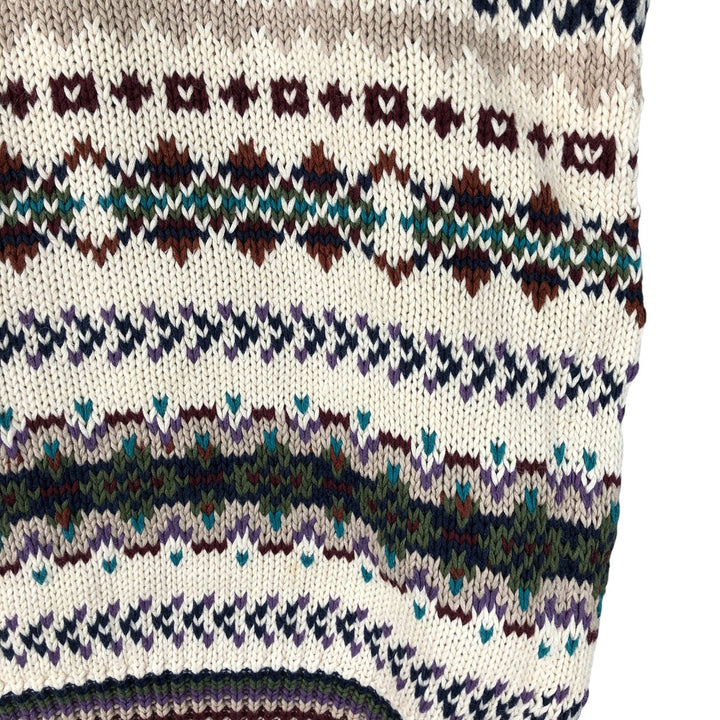 Vintage 1990'S WOOLRICH Fair Isle Pattern Mock Neck Knit Sweater, Men's Size L wool ivory Vintage Second Hand