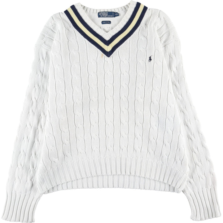 Ralph Lauren POLO by Ralph Lauren Tilden Knit Sweater Made in Macau XXL Men's XXL Long Sleeve V-neck Cable Knit /eaa399435