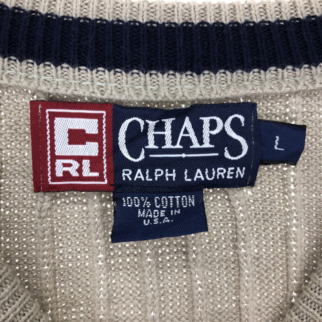 90'S Ralph Lauren CHAPS Ribbed Cotton Knit Sweater Made in USA Men's L Vintage /eaa399443