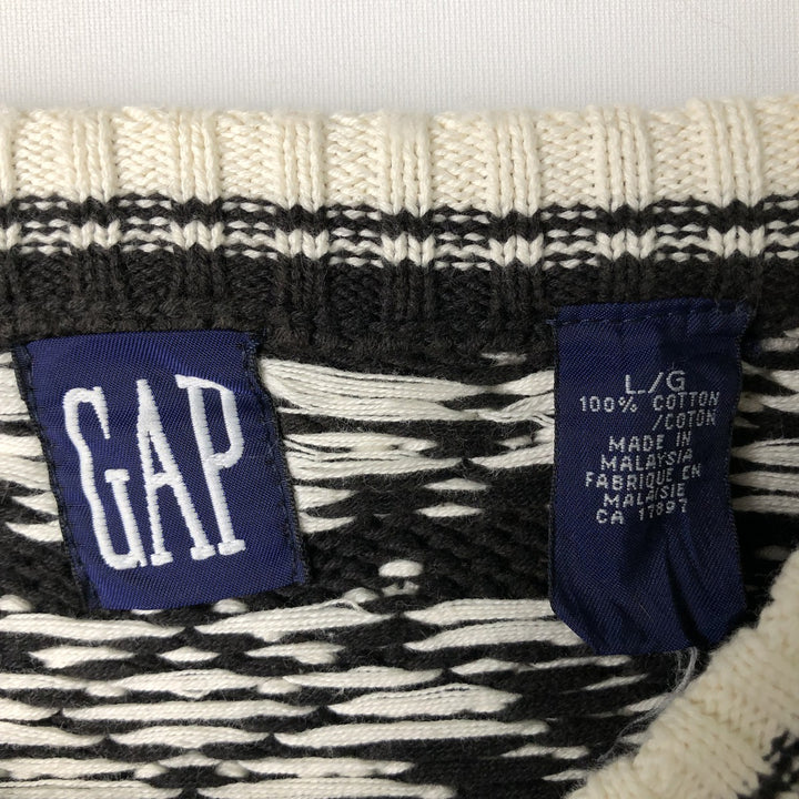 Vintage 90'S GAP Snow Pattern Cotton Knit Sweater, Men's Size L cotton black type Vintage Second Hand