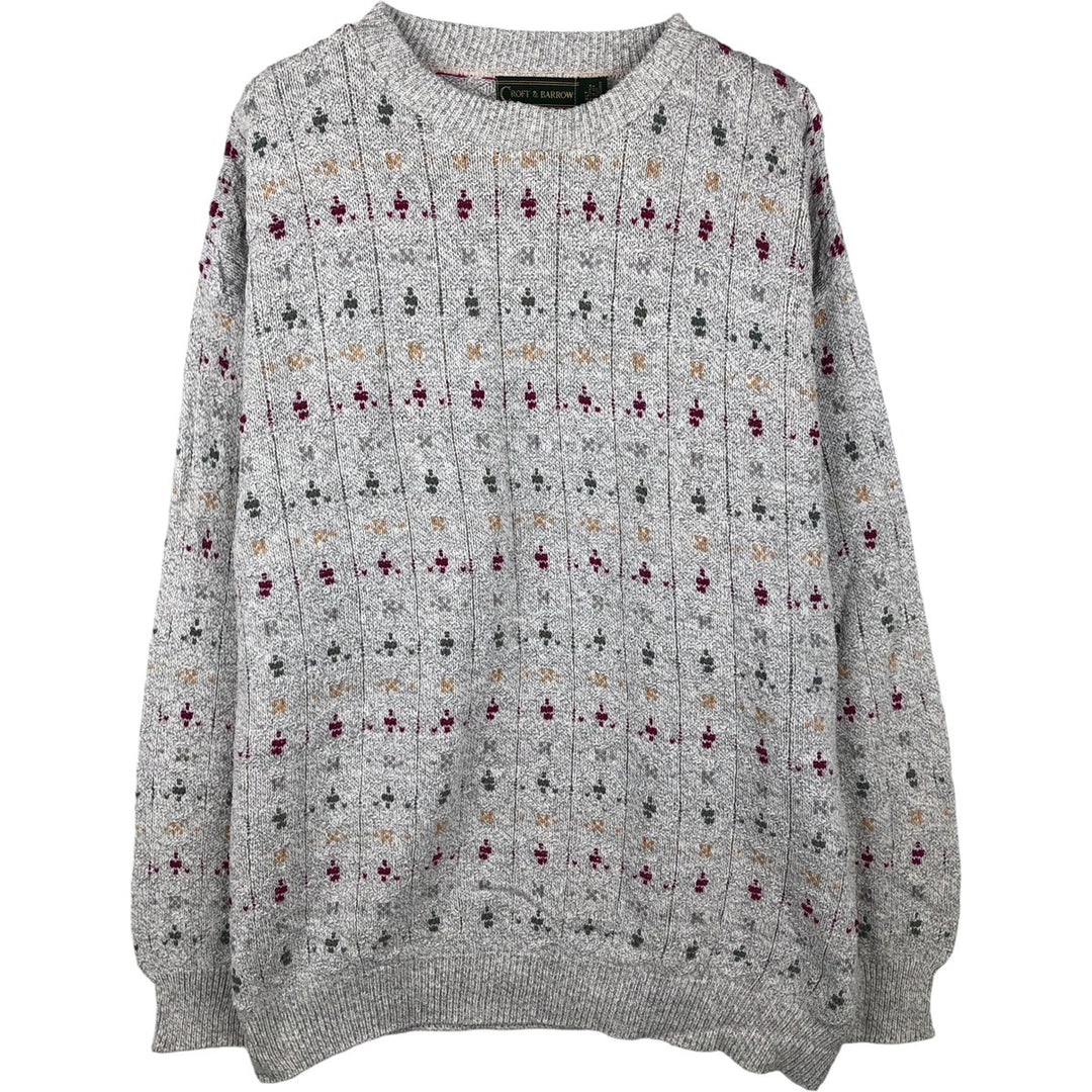 CROFT AND BARROW All-Over Print Cotton Knit Sweater, Made in USA, Men's Size XL cotton gray type Vintage Second Hand