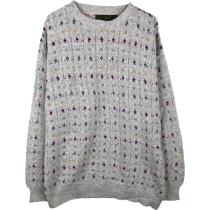 CROFT AND BARROW All-Over Print Cotton Knit Sweater, Made in USA, Men's Size XL cotton gray type Vintage Second Hand