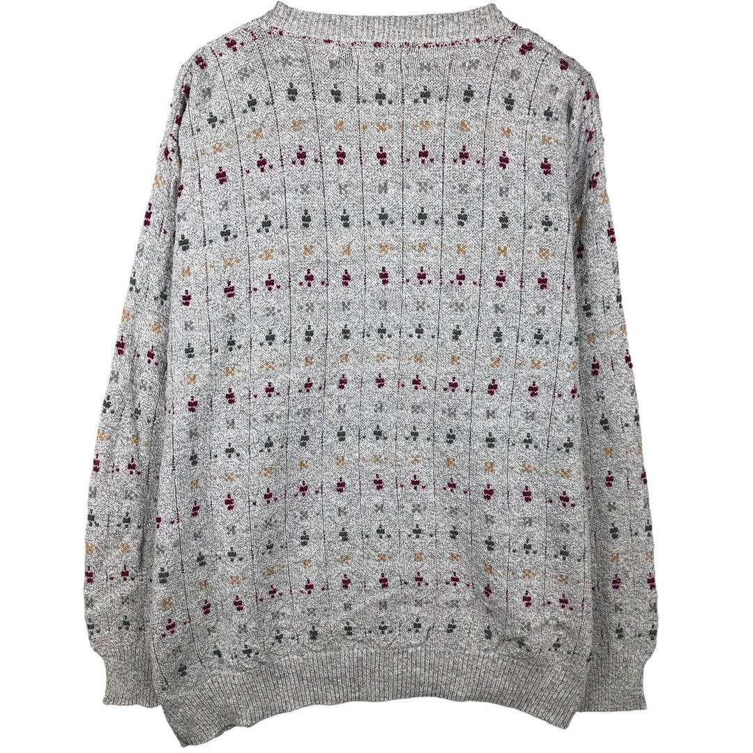 CROFT AND BARROW All-Over Print Cotton Knit Sweater, Made in USA, Men's Size XL cotton gray type Vintage Second Hand
