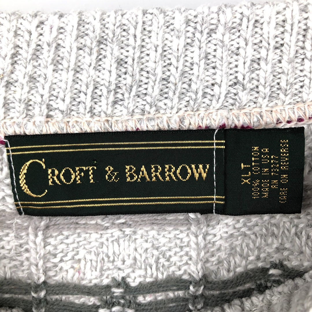 CROFT AND BARROW All-Over Print Cotton Knit Sweater, Made in USA, Men's Size XL cotton gray type Vintage Second Hand