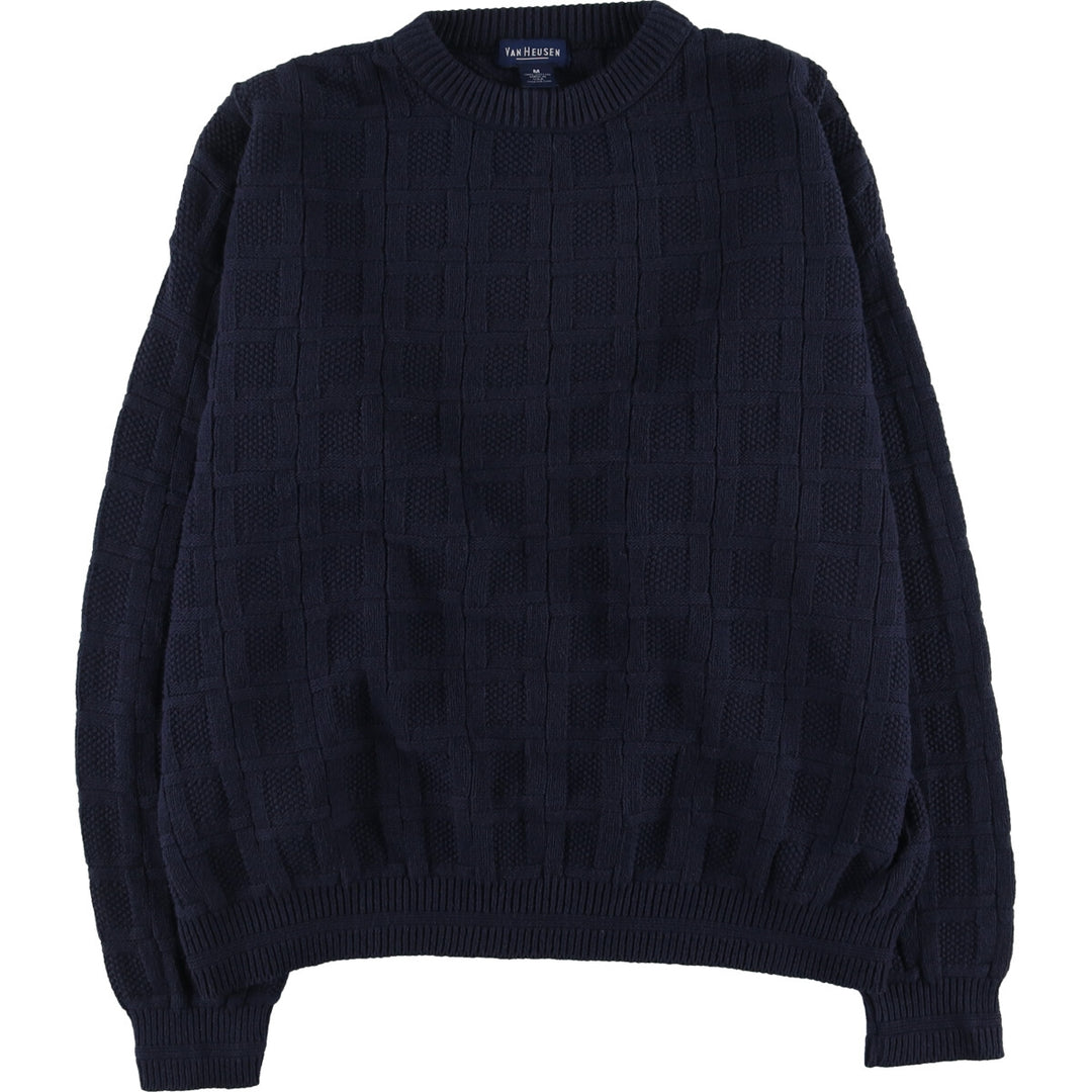 VAN HEUSEN cotton knit sweater, made in the USA, size M (men's size) cotton navy blue type Vintage Second Hand