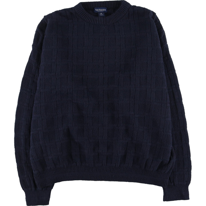 VAN HEUSEN cotton knit sweater, made in the USA, size M (men's size) cotton navy blue type Vintage Second Hand