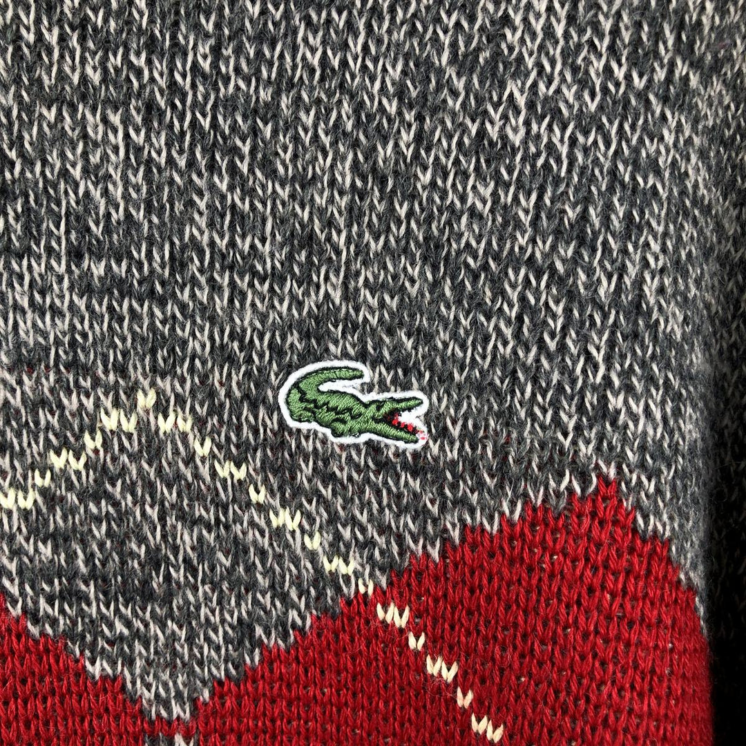 Lacoste Argyle Pattern Turtleneck Acrylic and Wool Knit Sweater, Men's Size L acrylic Khaki type brown Vintage Second Hand
