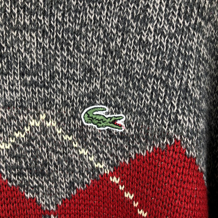 Lacoste Argyle Pattern Turtleneck Acrylic and Wool Knit Sweater, Men's Size L acrylic Khaki type brown Vintage Second Hand