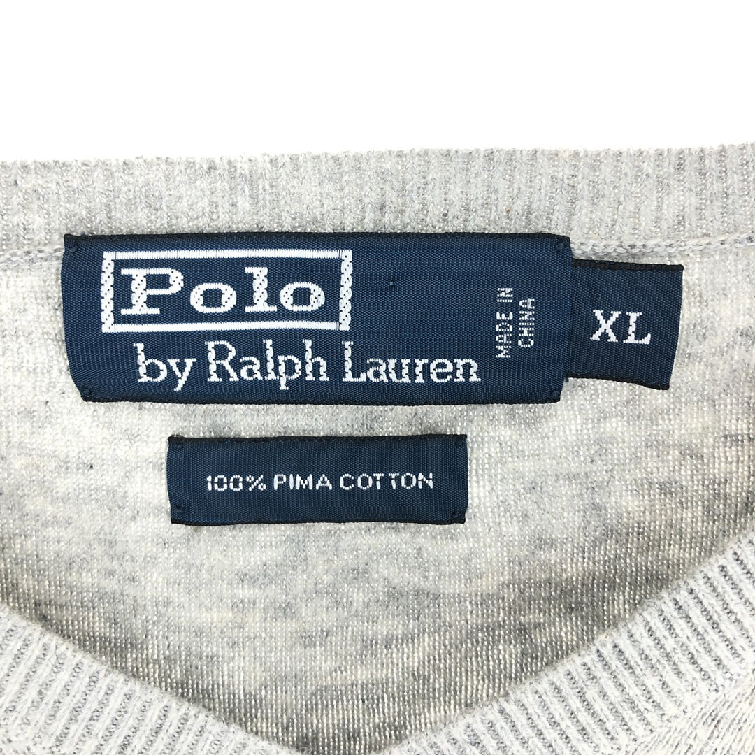 POLO by Ralph Lauren V-neck Pima cotton knit sweater Men's XL /eaa399481