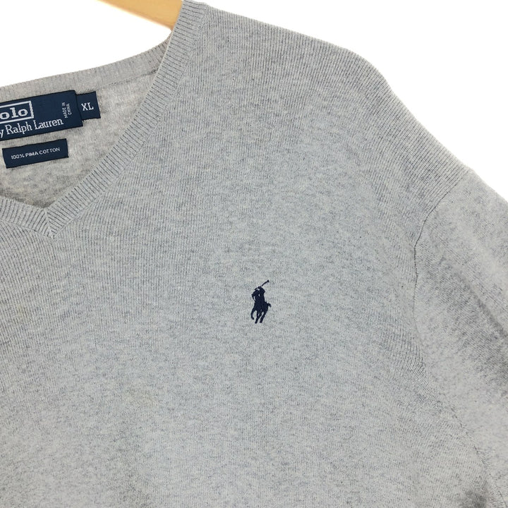 POLO by Ralph Lauren V-neck Pima cotton knit sweater Men's XL /eaa399481