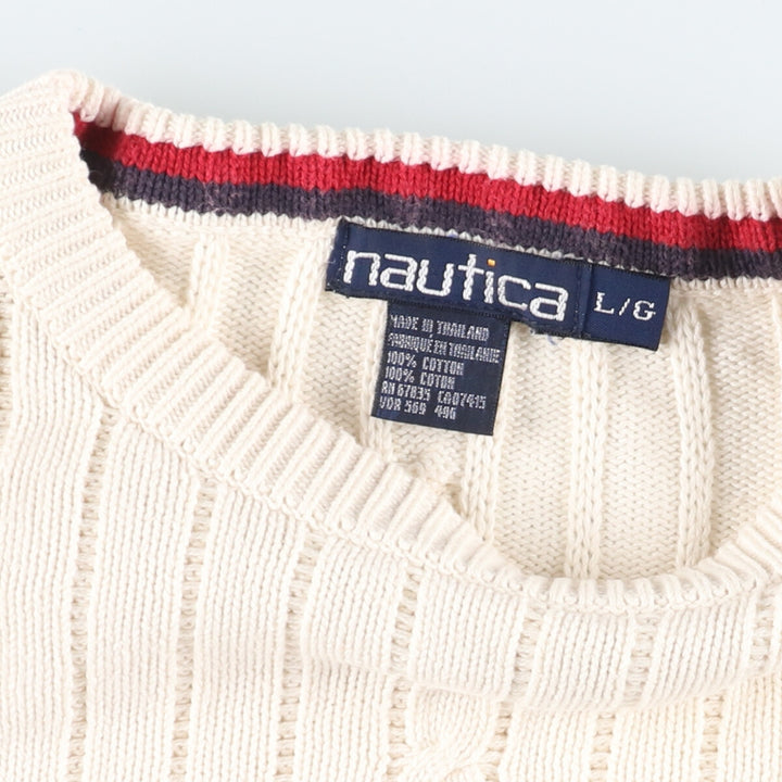 90'S NAUTICA Cable Knit Cotton Sweater Men's L Vintage /eaa399483