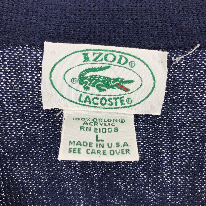 80s-90'S Lacoste IZOD Acrylic Knit Cardigan Made in USA Men's L Size Vintage /eaa399529