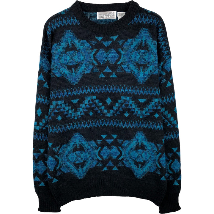 Method all-over print acrylic knit sweater, men's size M acrylic black type Vintage Second Hand