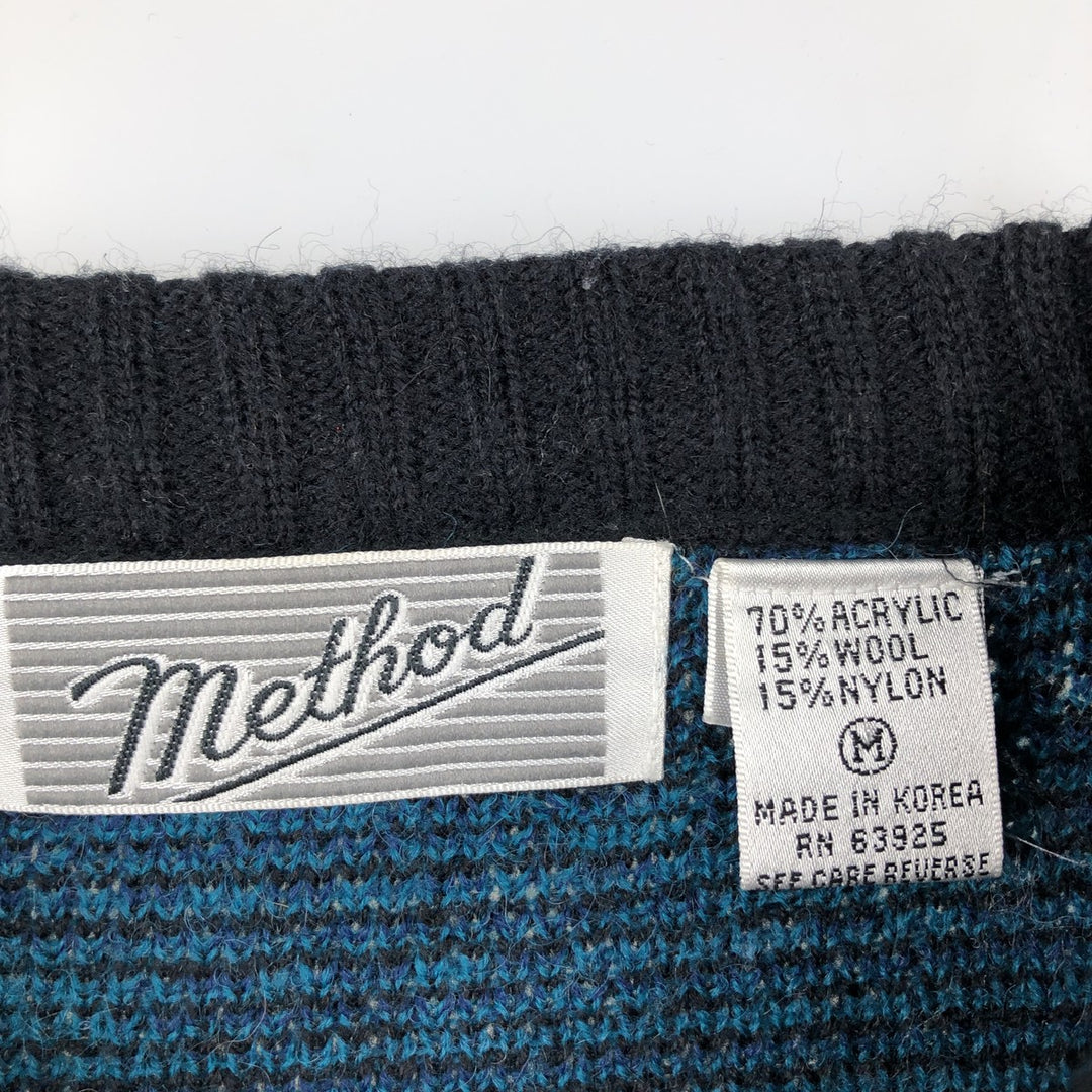 Method all-over print acrylic knit sweater, men's size M acrylic black type Vintage Second Hand