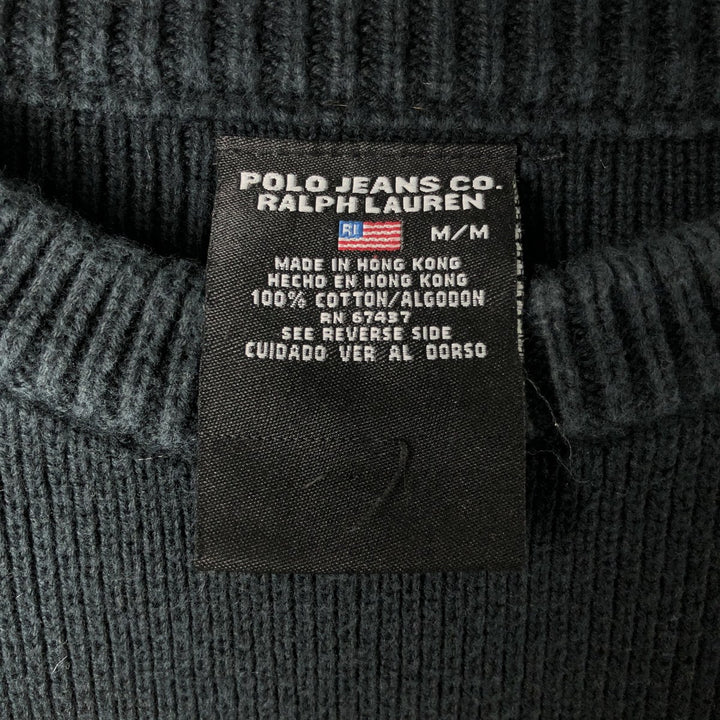Ralph Lauren Polo Jeans Company cotton knit sweater, men's size M cotton black type Vintage Second Hand