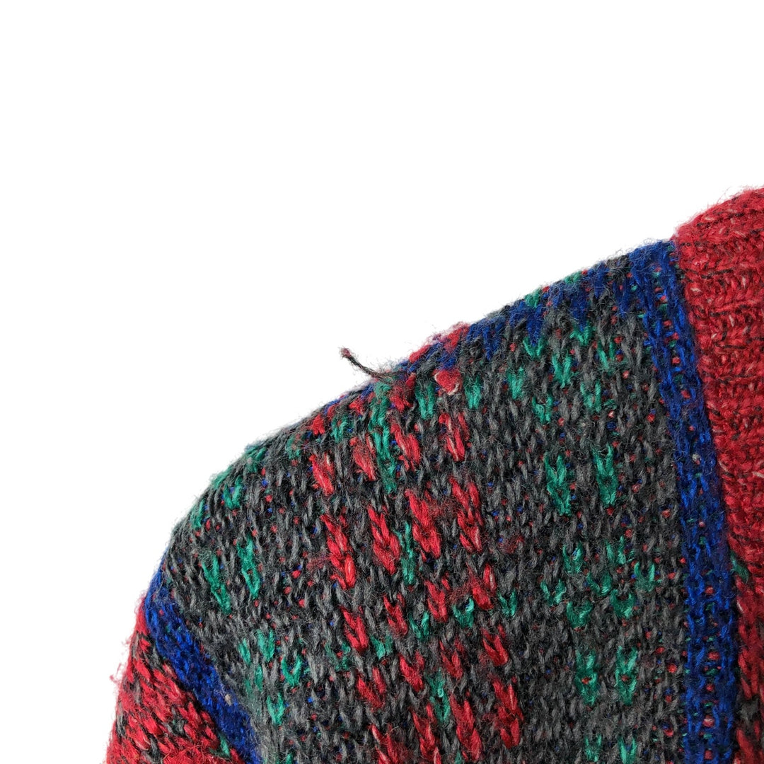 Vintage 1980'S Jantzen Check Pattern Knit Sweater, Made in USA, Men's Size Medium unclear red type Vintage Second Hand