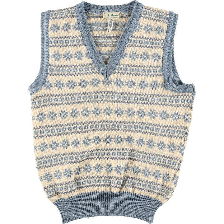 80'S LLBean Nordic Pattern V-neck wool knit vest, made in Norway, men's S, vintage /eaa399565