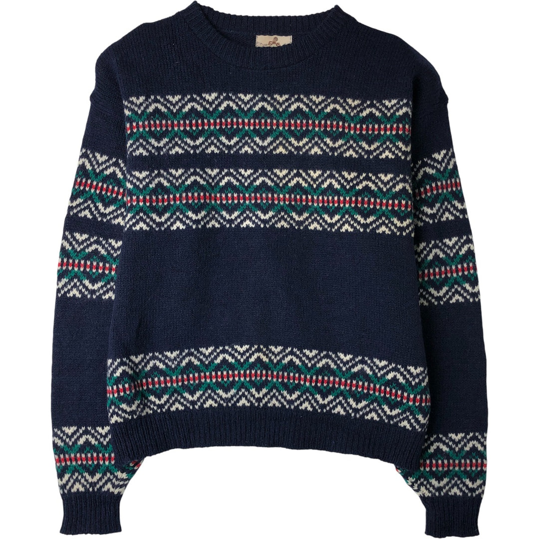 EMS All-Over Print Knit Sweater, Men's Size XL, Vintage unclear navy blue type Vintage Second Hand