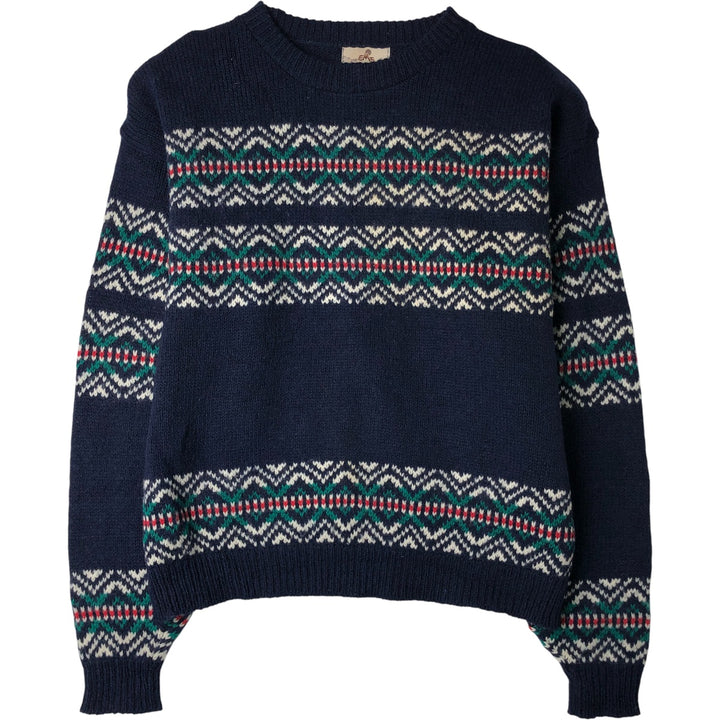 EMS All-Over Print Knit Sweater, Men's Size XL, Vintage unclear navy blue type Vintage Second Hand