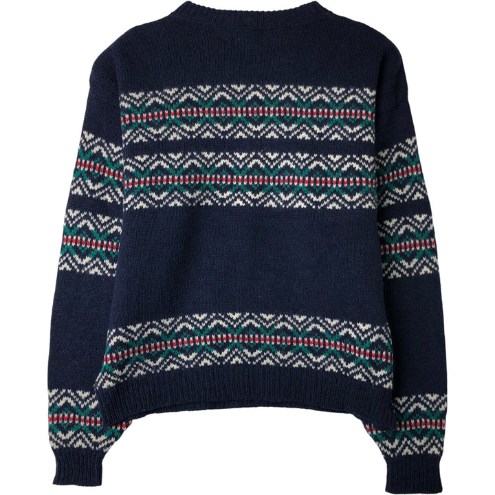 EMS All-Over Print Knit Sweater, Men's Size XL, Vintage unclear navy blue type Vintage Second Hand