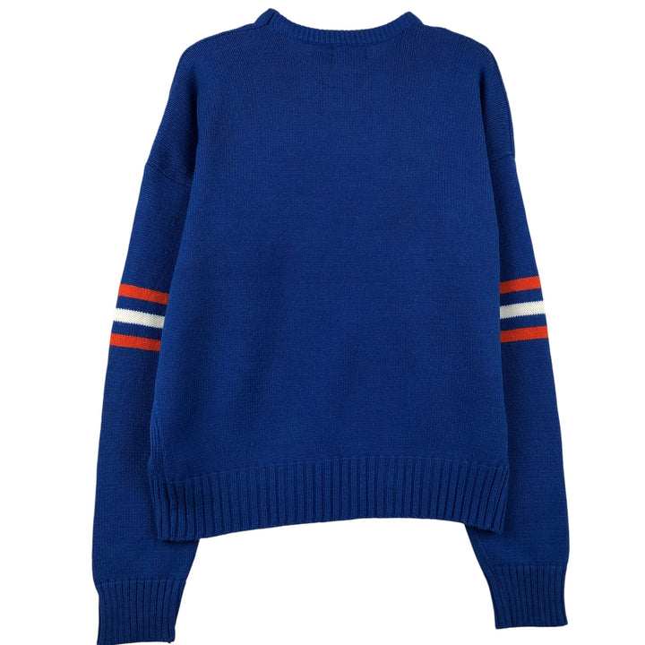 NFL CLIFF ENGLE LID. NFL DENVER BRONCOS Acrylic Knit Sweater, Made in USA, Men's Size XL Orlon blue type Vintage Second Hand