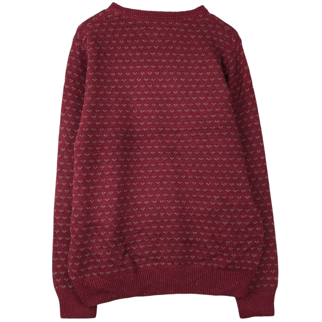 Tommy Hilfiger Birdseye Pattern Cotton Knit Sweater, Men's XL cotton burgundy type Vintage Second Hand