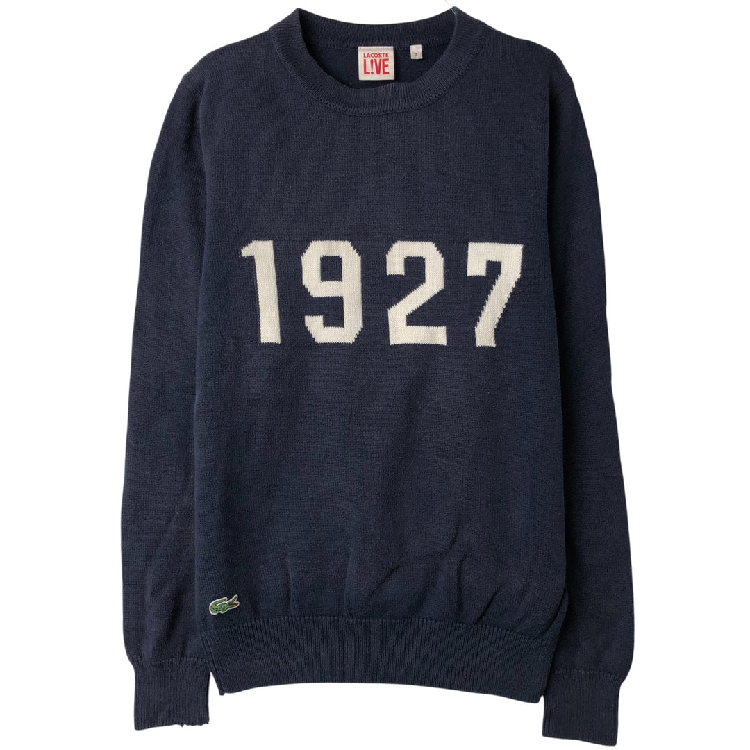 Lacoste LACOSTE LIVE acrylic knit sweater, men's size S cotton navy blue type Vintage Second Hand