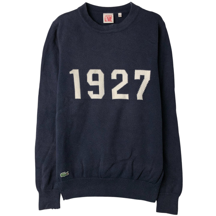 Lacoste LACOSTE LIVE acrylic knit sweater, men's size S cotton navy blue type Vintage Second Hand