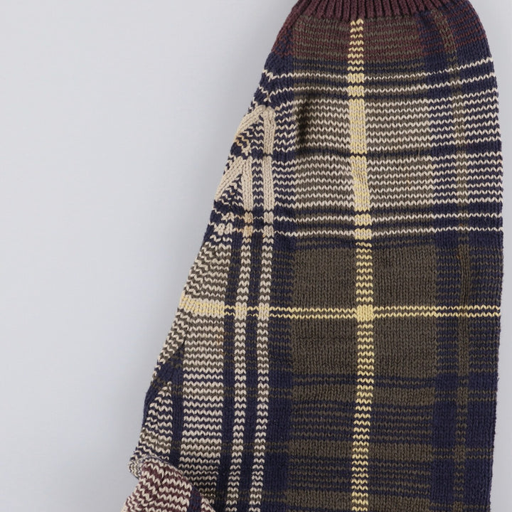 90'S Vintage Nautica Check Pattern Cotton Knit Sweater, Men's XL cotton Beige type Vintage Second Hand