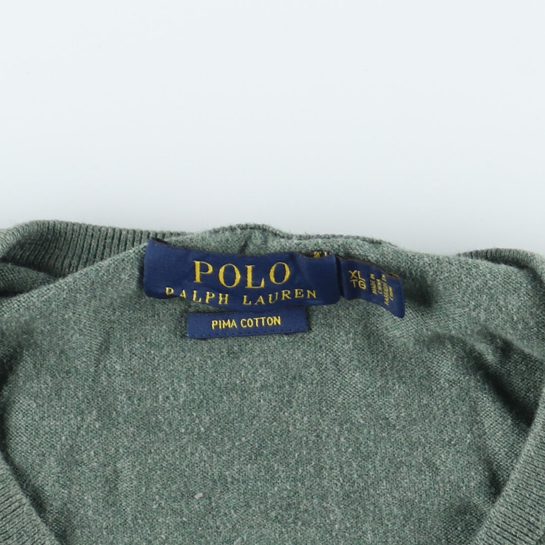 Ralph Lauren POLO RALPH LAUREN V-neck Pima cotton knit sweater Men's XL /eaa399634