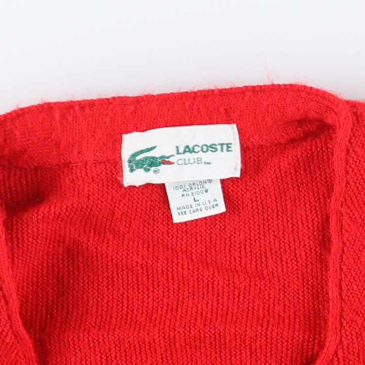 80s~90'S Lacoste LACOSTE CLUB Acrylic Knit Cardigan Made in USA Men's L Vintage /eaa399657