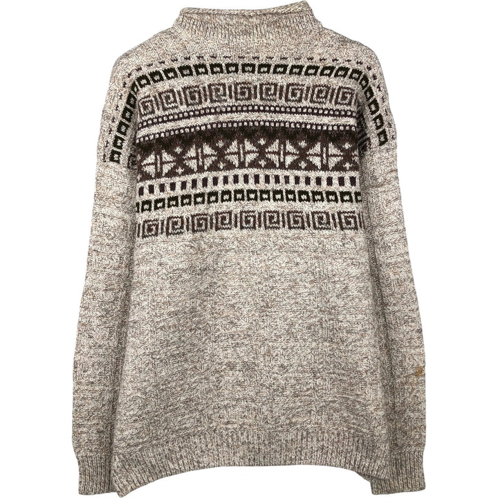 Vintage NORTHWOODS Fair Isle Pattern Roll Neck Cotton Knit Sweater, Made in Canada, Men's Size XL cotton Beige type Vintage Second Hand