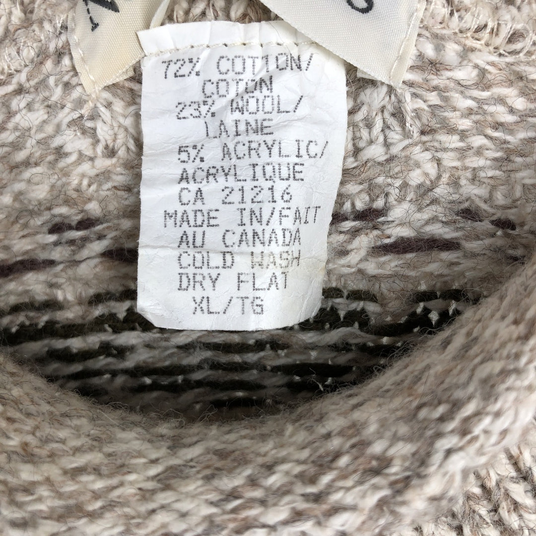 Vintage NORTHWOODS Fair Isle Pattern Roll Neck Cotton Knit Sweater, Made in Canada, Men's Size XL cotton Beige type Vintage Second Hand