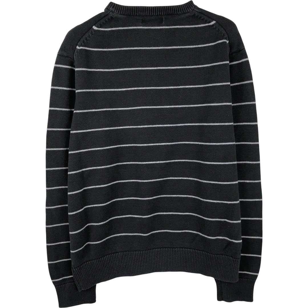 NAUTICA Striped Pattern Cotton Knit Sweater, Men's Size M cotton black type Vintage Second Hand