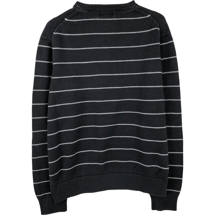 NAUTICA Striped Pattern Cotton Knit Sweater, Men's Size M cotton black type Vintage Second Hand