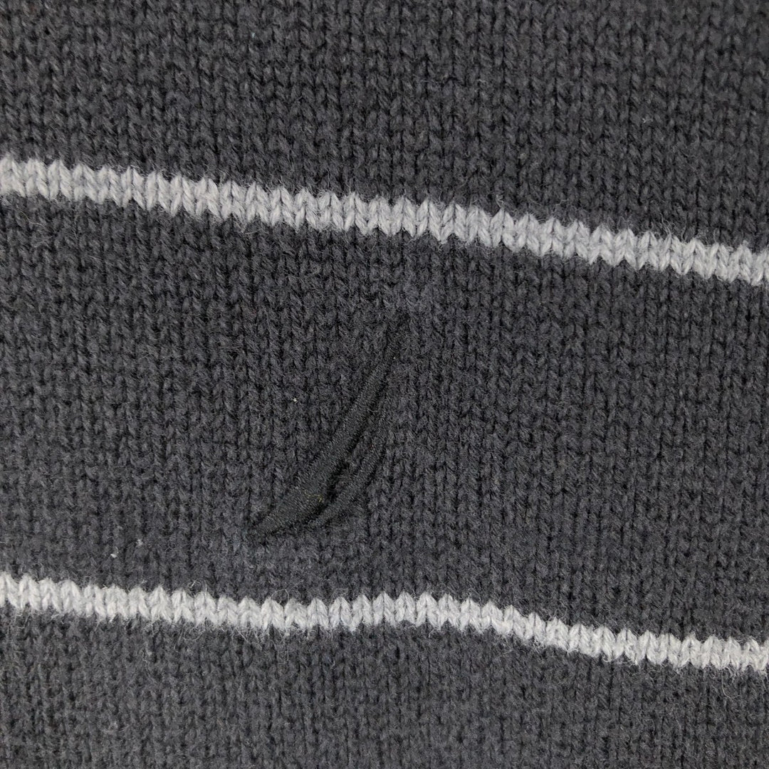NAUTICA Striped Pattern Cotton Knit Sweater, Men's Size M cotton black type Vintage Second Hand