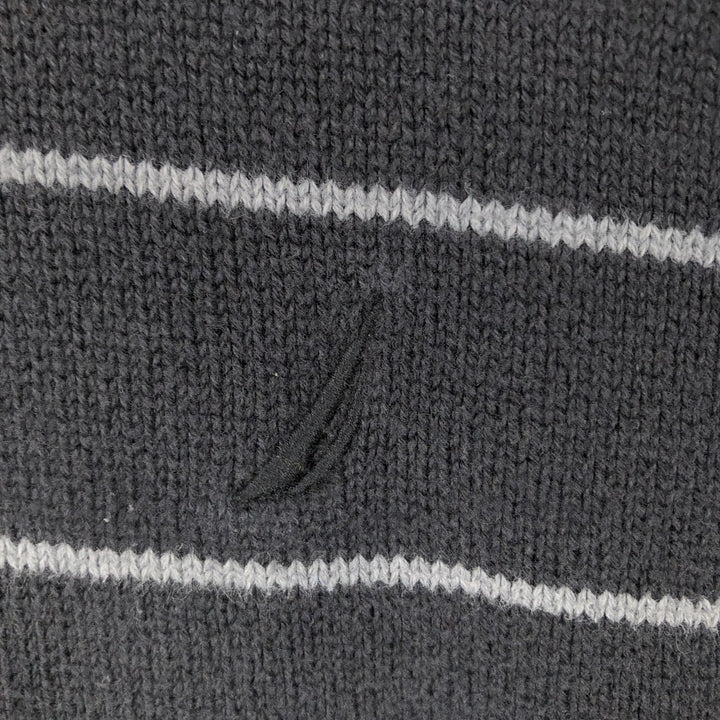 NAUTICA Striped Pattern Cotton Knit Sweater, Men's Size M cotton black type Vintage Second Hand